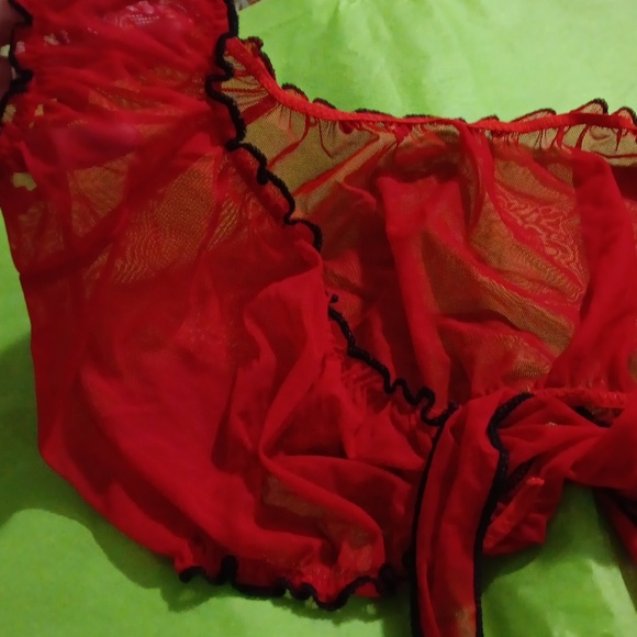 Sheer red tie crop top! - Picture 2 of 5